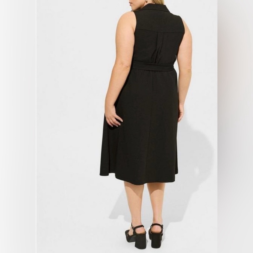 NWT Torrid Black Midi Twill Shirtdress Sleeveless Belted Stretch WomenPlus 3X - Picture 4 of 14